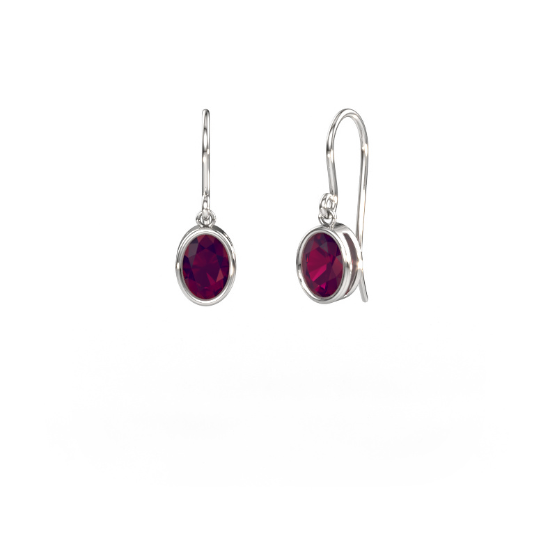 Image of Earrings Lavon OVL 585 white gold Rhodolite 7x5 mm