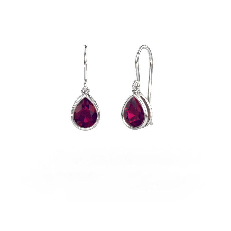 Image of Earrings Lavon PER 585 white gold Rhodolite 8x6 mm