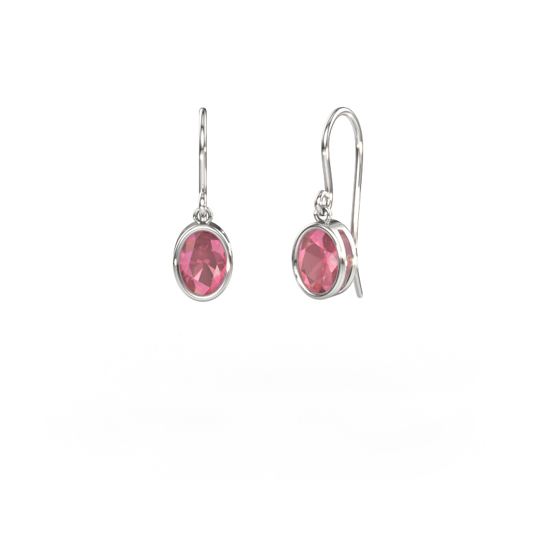 Image of Earrings Lavon OVL 585 white gold Tourmaline pink 7x5 mm
