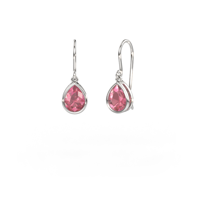 Image of Earrings Lavon PER 585 white gold Tourmaline pink 8x6 mm