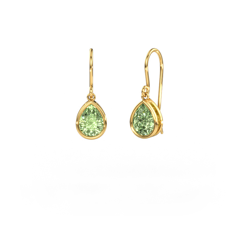 Image of Earrings Lavon PER 585 gold Green lab grown diamond 8x6 mm