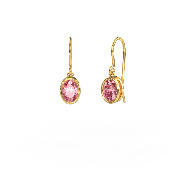 Image de Boucles d'oreilles Lavon OVL 585 or jaune Diamant synthétique roze 7x5 mm
