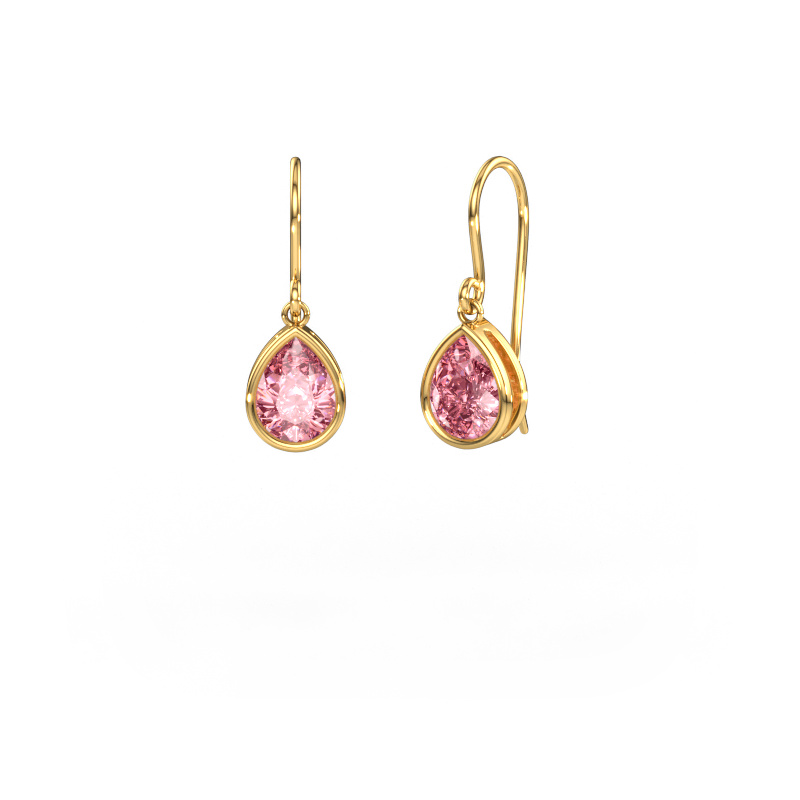 Image of Earrings Lavon PER 585 gold Pink lab grown diamond 8x6 mm
