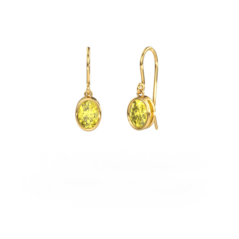 Image of Earrings Lavon OVL 585 gold Yellow lab grown diamond 7x5 mm