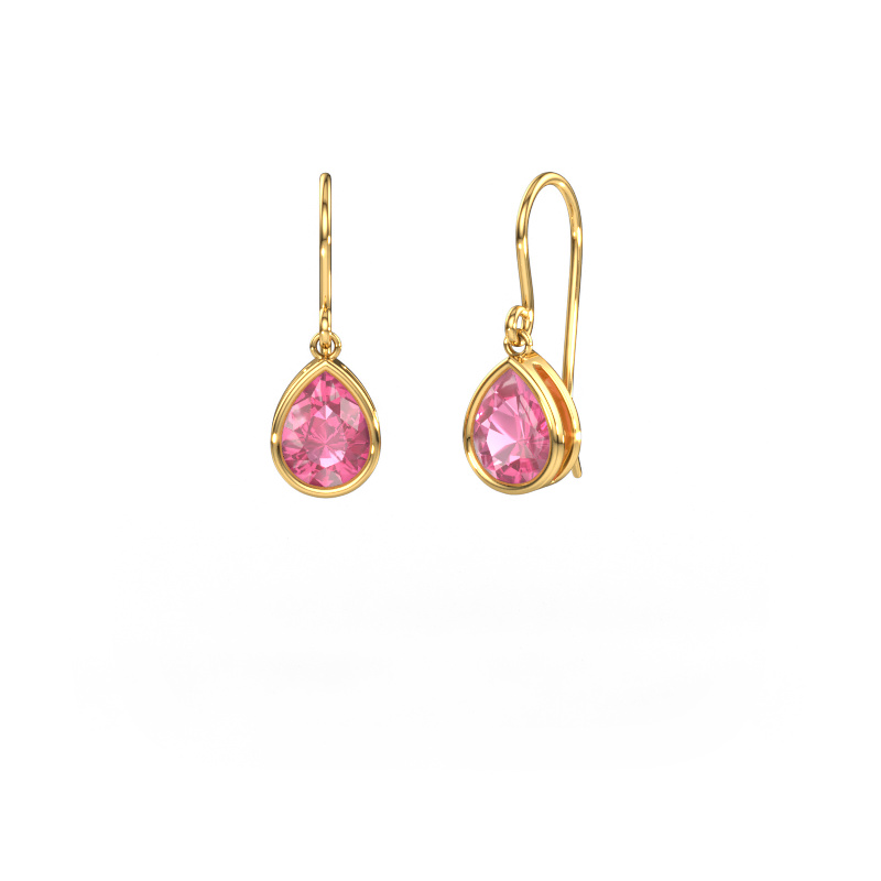 Image of Earrings Lavon PER 585 gold Pink sapphire 8x6 mm