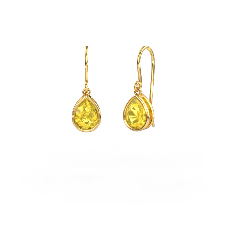Image de Boucles d'oreilles Lavon PER 585 or jaune Saphir jaune 8x6 mm