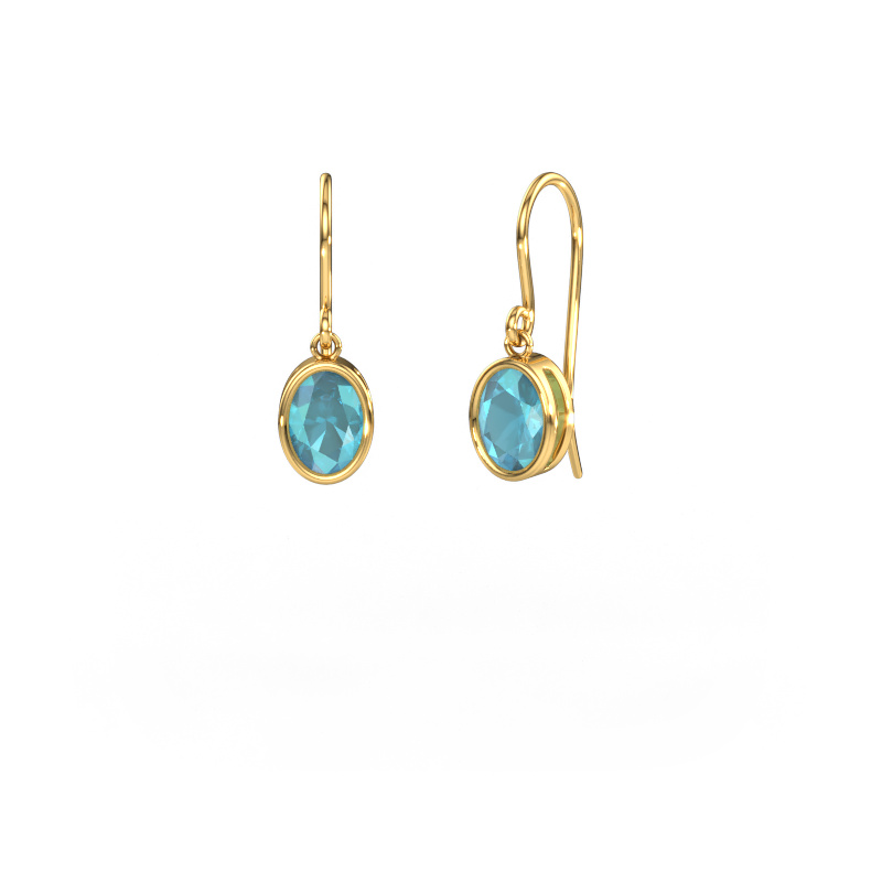 Image de Boucles d'oreilles Lavon OVL 585 or jaune Topaze bleue 7x5 mm