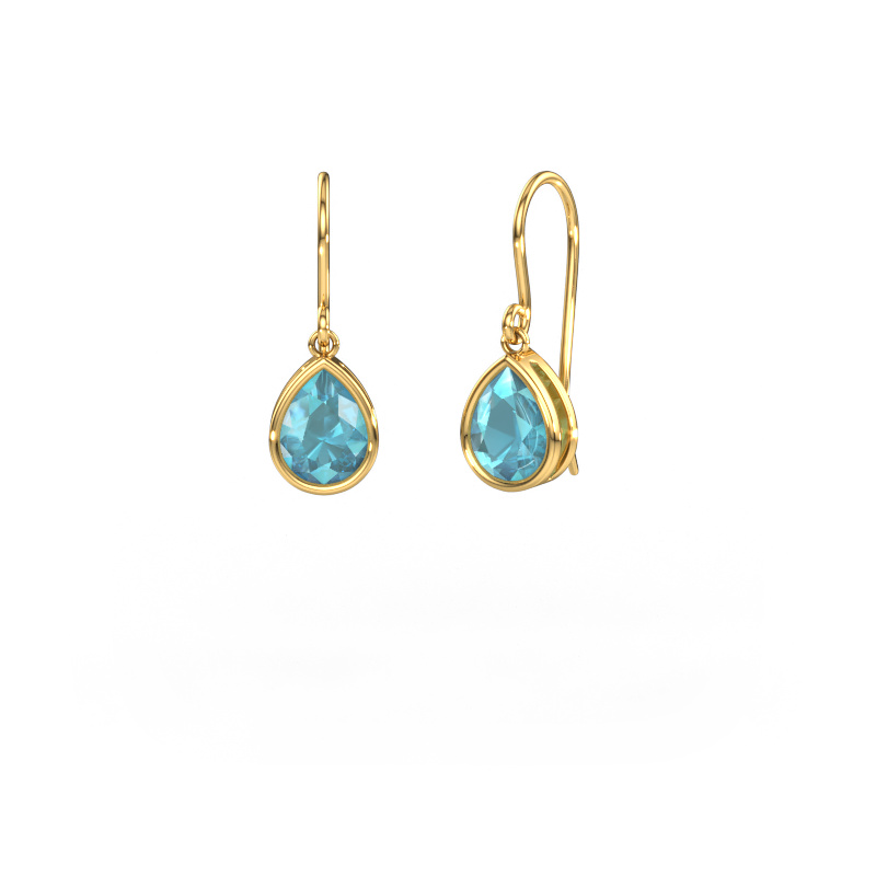 Image of Earrings Lavon PER 585 gold Blue topaz 8x6 mm