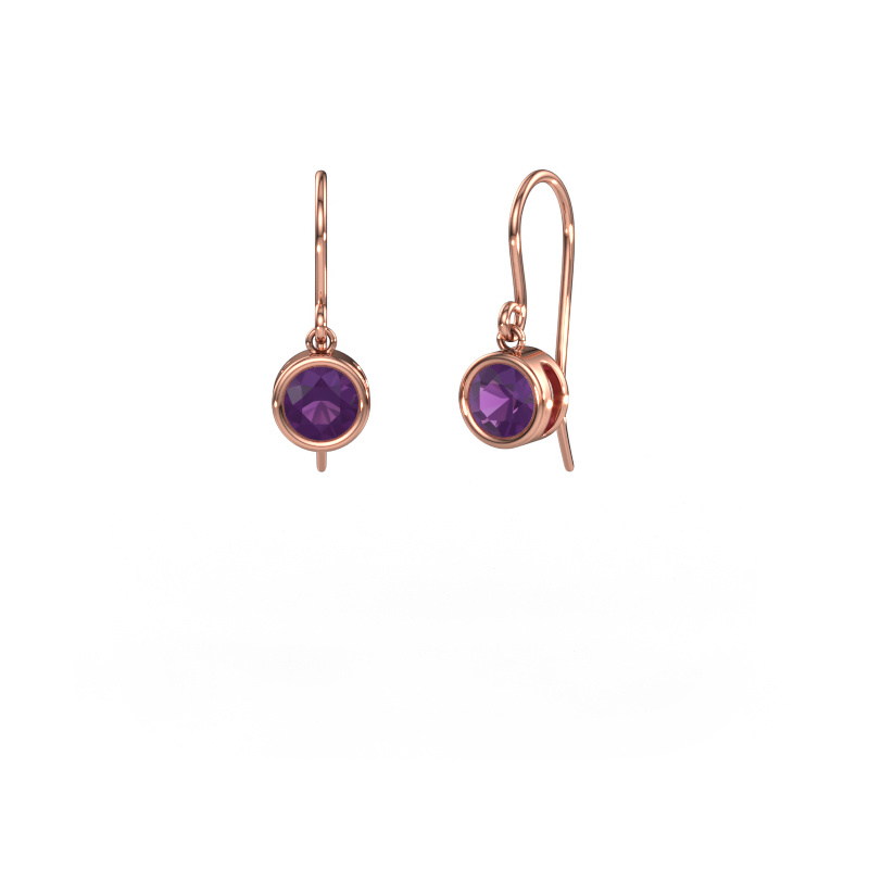 Image of Earrings Lavon RND 585 rose gold Amethyst 5 mm