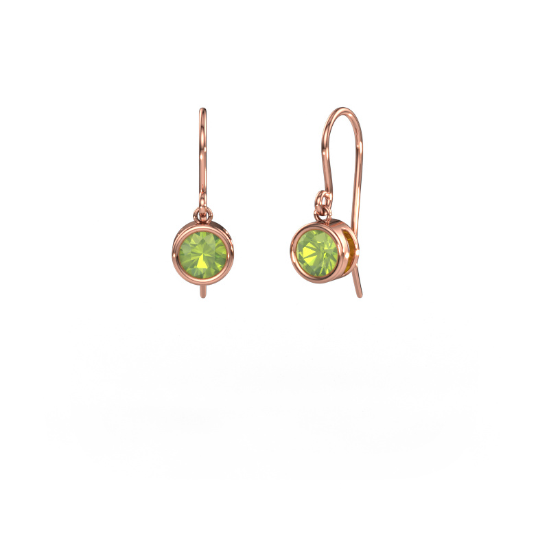 Image of Earrings Lavon RND 585 rose gold Peridot 5 mm