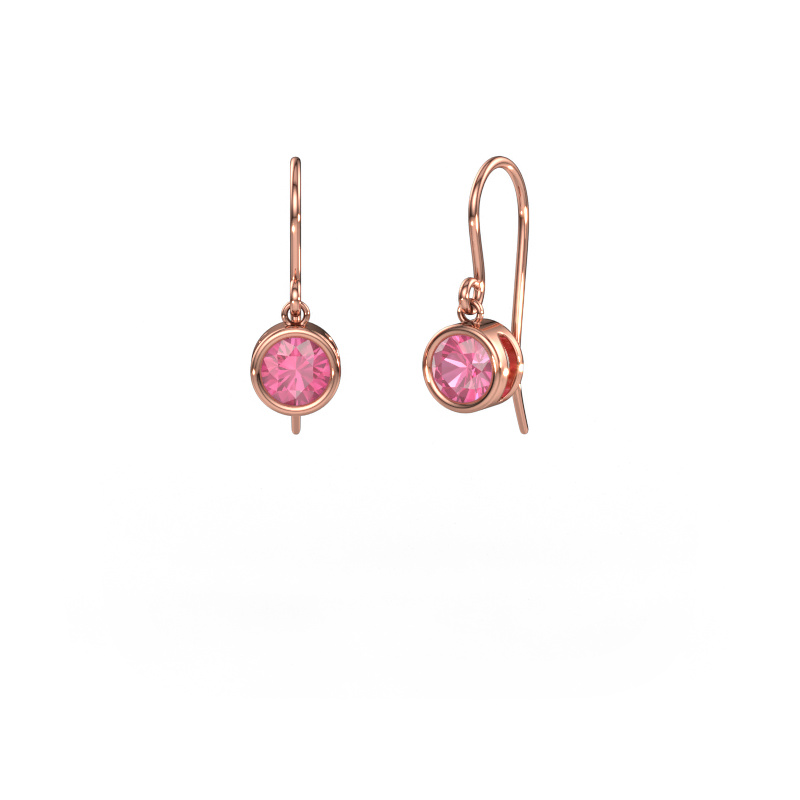 Image of Earrings Lavon RND 585 rose gold Pink sapphire 5 mm