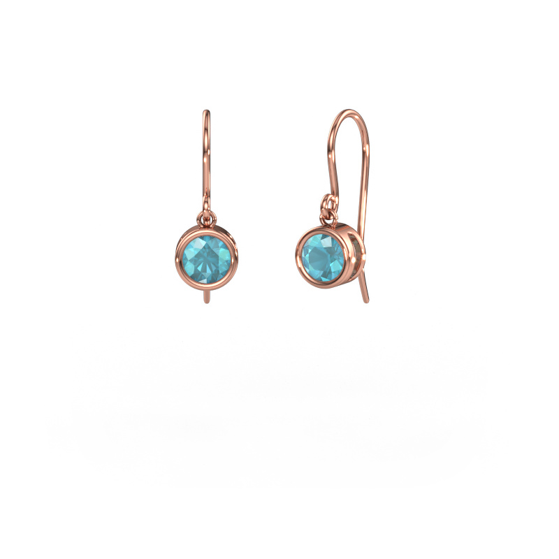 Image of Earrings Lavon RND 585 rose gold Blue topaz 5 mm