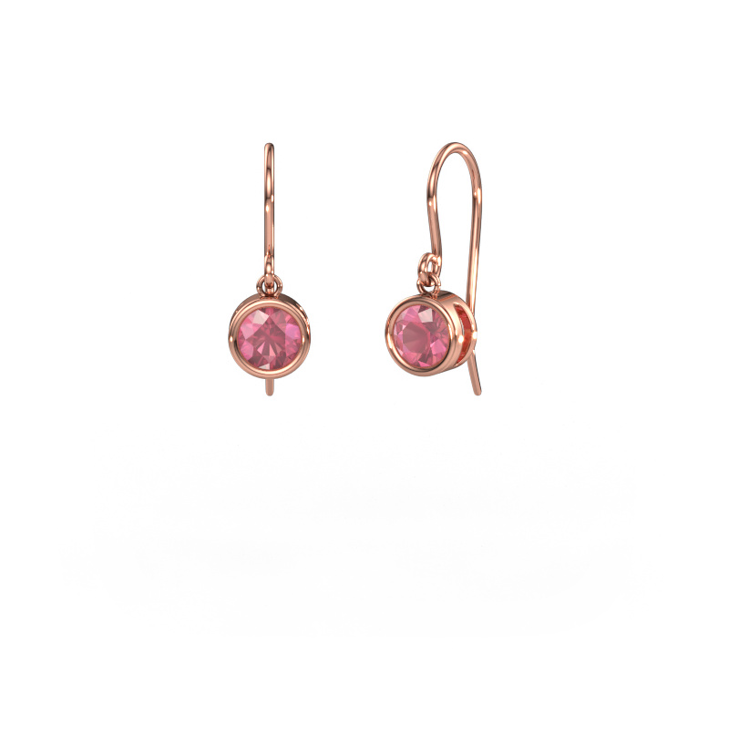 Image of Earrings Lavon RND 585 rose gold Tourmaline pink 5 mm