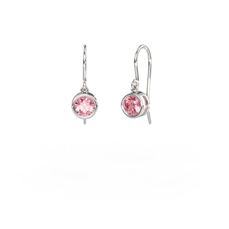 Image of Earrings Lavon RND 950 platinum Pink lab grown diamond 5 mm