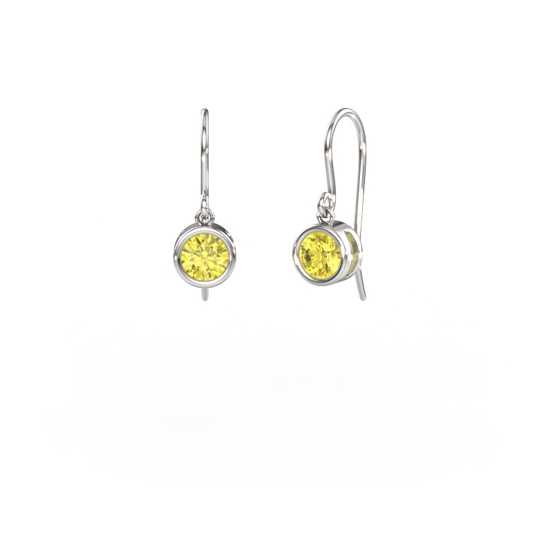 Image of Earrings Lavon RND 950 platinum Yellow lab grown diamond 5 mm