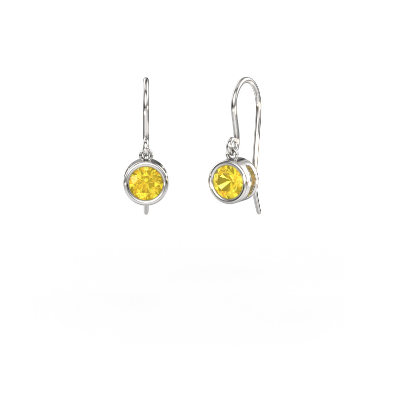 Image of Earrings Lavon RND 950 platinum Yellow sapphire 5 mm