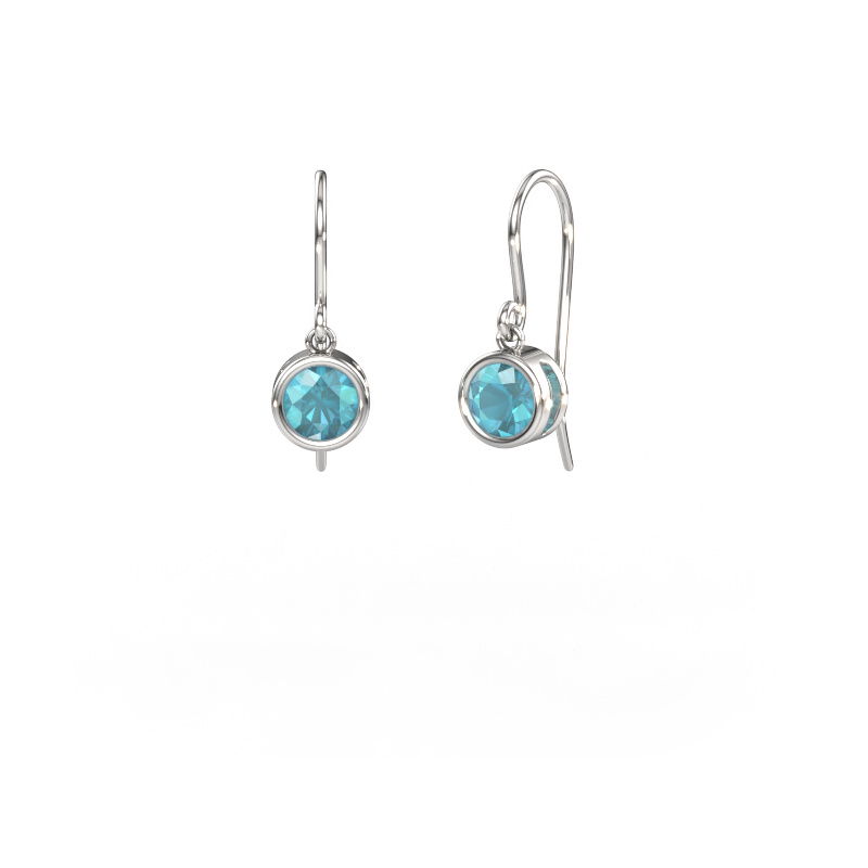 Image of Earrings Lavon RND 950 platinum Blue topaz 5 mm