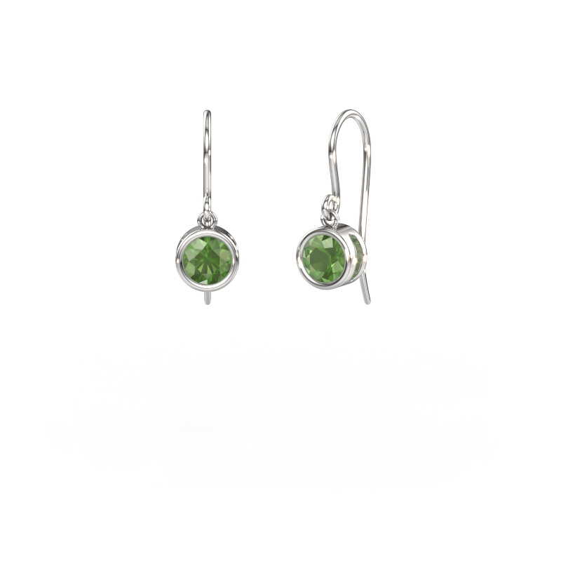 Image de Boucles d'oreilles Lavon RND 950 platine Vert tourmaline 5 mm