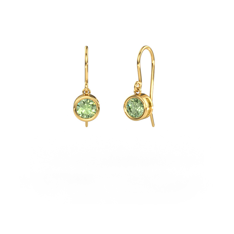 Image of Earrings Lavon RND 585 gold Green lab grown diamond 5 mm