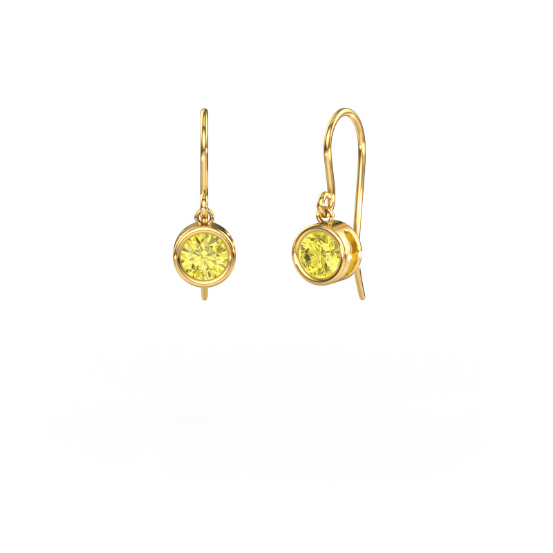 Image of Earrings Lavon RND 585 gold Yellow lab grown diamond 5 mm