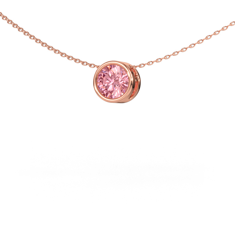 Image de Pendentif Lavon RND 585 or rose Diamant synthétique roze 6.5 mm