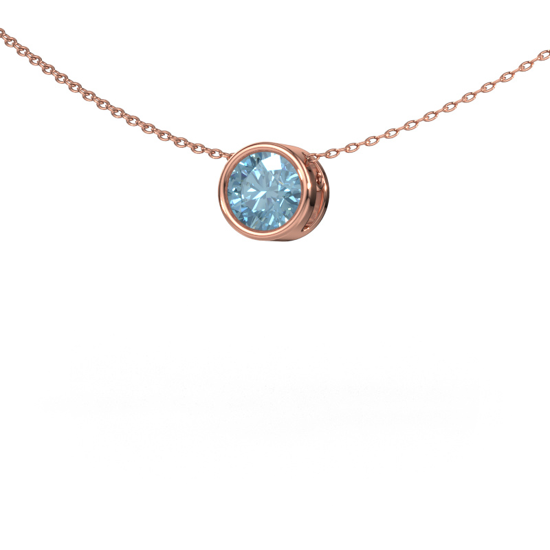 Image de Pendentif Lavon RND 585 or rose Diamant synthétique bleu 6.5 mm
