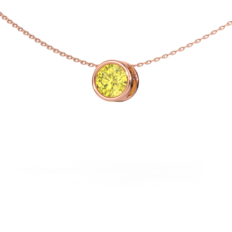 Immagine di Ciondolo Lavon RND 585 oro rosa Diamante lab grown giallo 6.5 mm