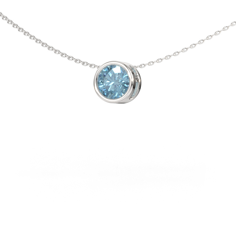 Image de Pendentif Lavon RND 585 or blanc Diamant synthétique bleu 6.5 mm