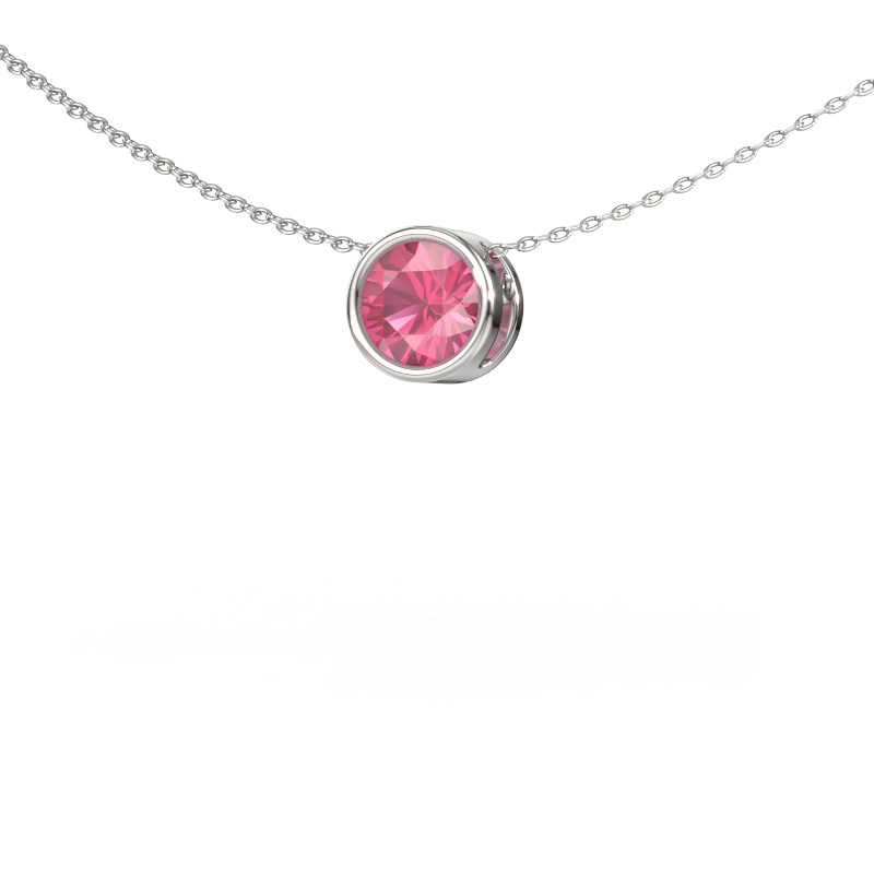 Image of Pendant Lavon RND 585 white gold Pink sapphire 6.5 mm