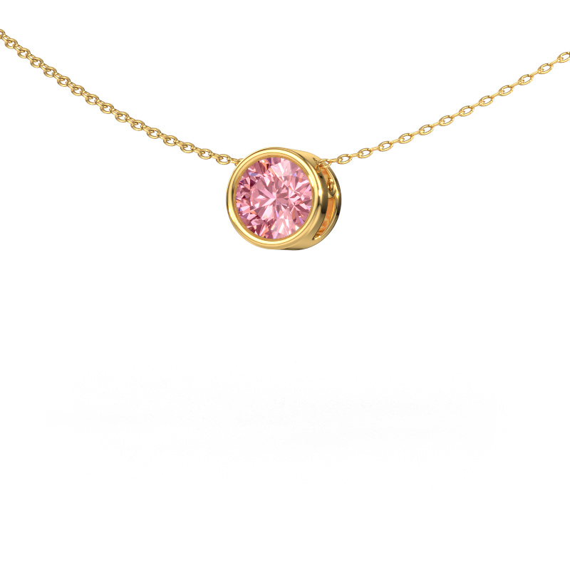 Image of Pendant Lavon RND 585 gold Pink lab grown diamond 6.5 mm