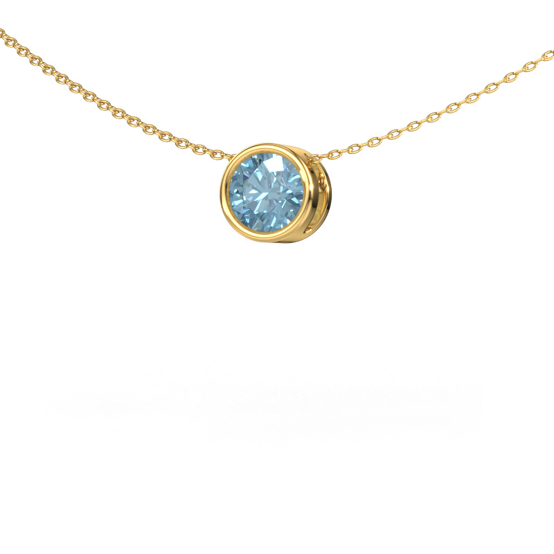 Image of Pendant Lavon RND 585 gold Blue lab grown diamond 6.5 mm