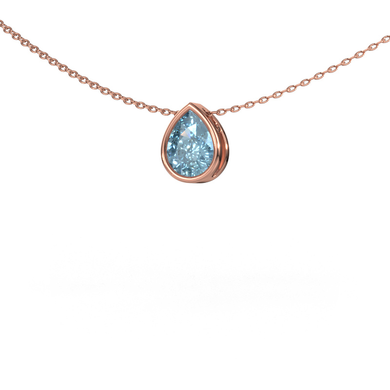 Image de Pendentif Lavon PER 585 or rose Diamant synthétique bleu 8x6 mm