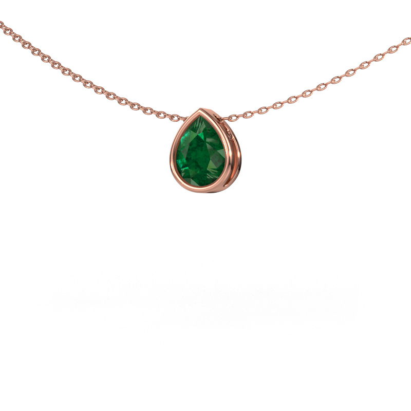 Image of Pendant Lavon PER 585 rose gold Emerald 8x6 mm