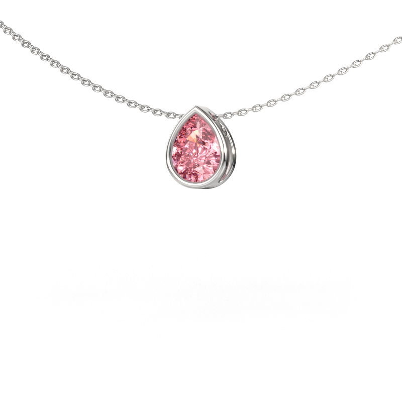 Image de Pendentif Lavon PER 585 or blanc Diamant synthétique roze 8x6 mm
