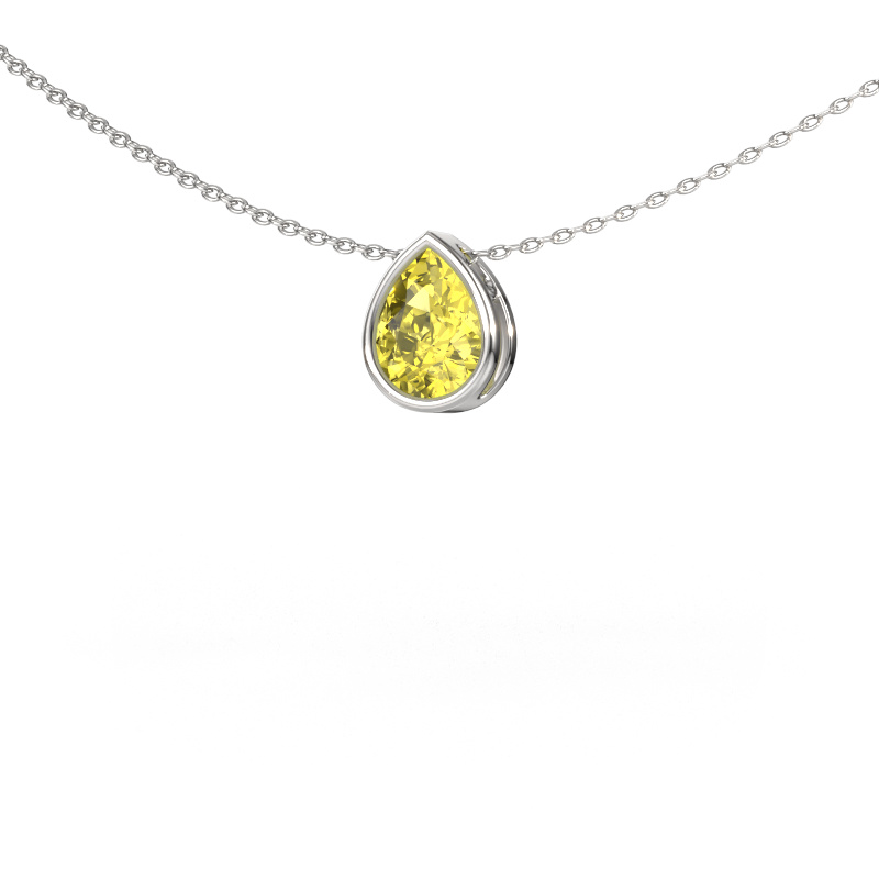 Image de Pendentif Lavon PER 950 platine Diamants synthétiques jaune 8x6 mm