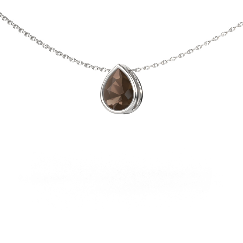 Image of Pendant Lavon PER 585 white gold Smokey quartz 8x6 mm