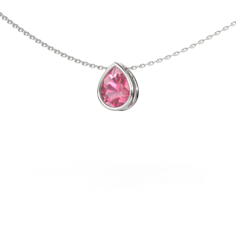 Image of Pendant Lavon PER 585 white gold Pink sapphire 8x6 mm