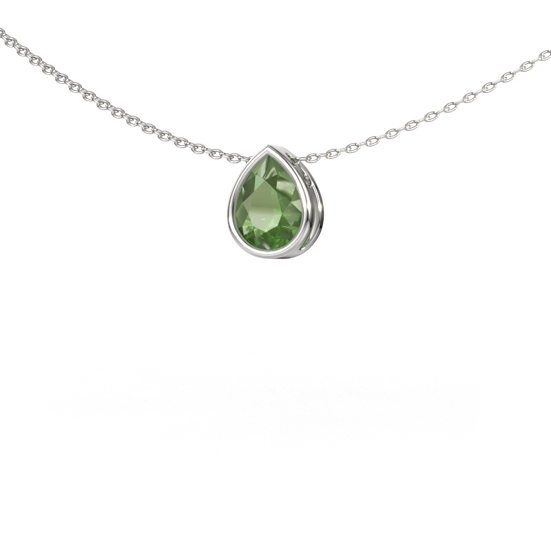 Image de Pendentif Lavon PER 585 or blanc Vert tourmaline 8x6 mm
