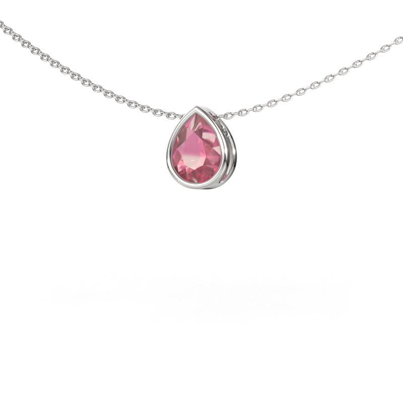 Image de Pendentif Lavon PER 585 or blanc Rose tourmaline 8x6 mm