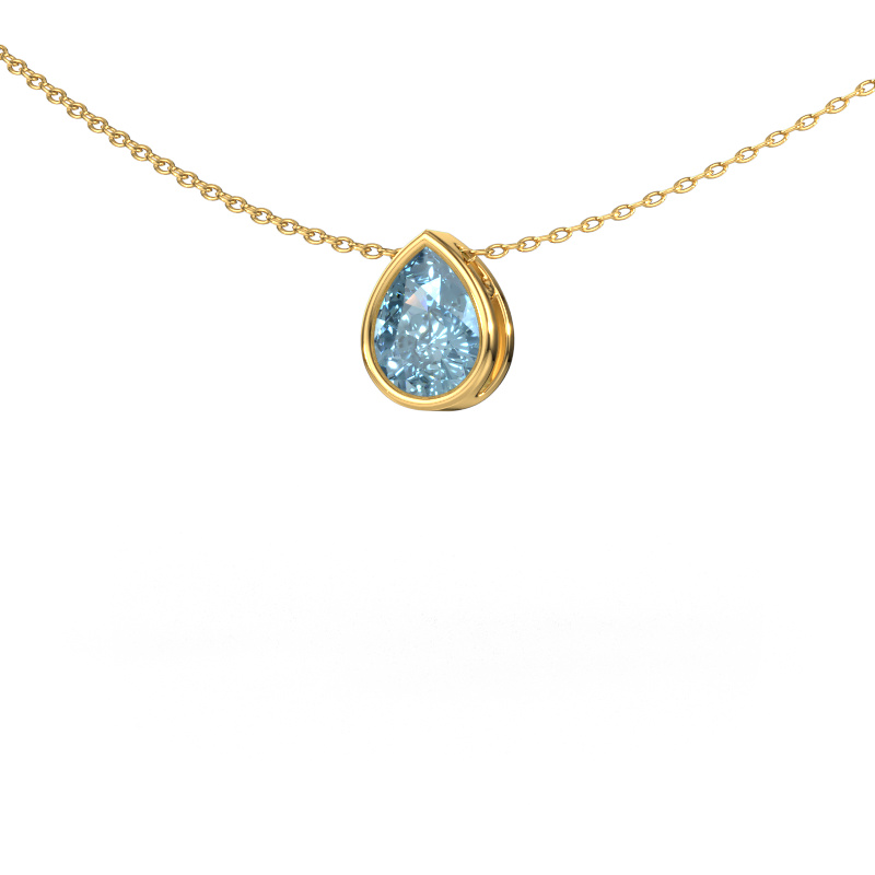 Image of Pendant Lavon PER 585 gold Blue lab grown diamond 8x6 mm