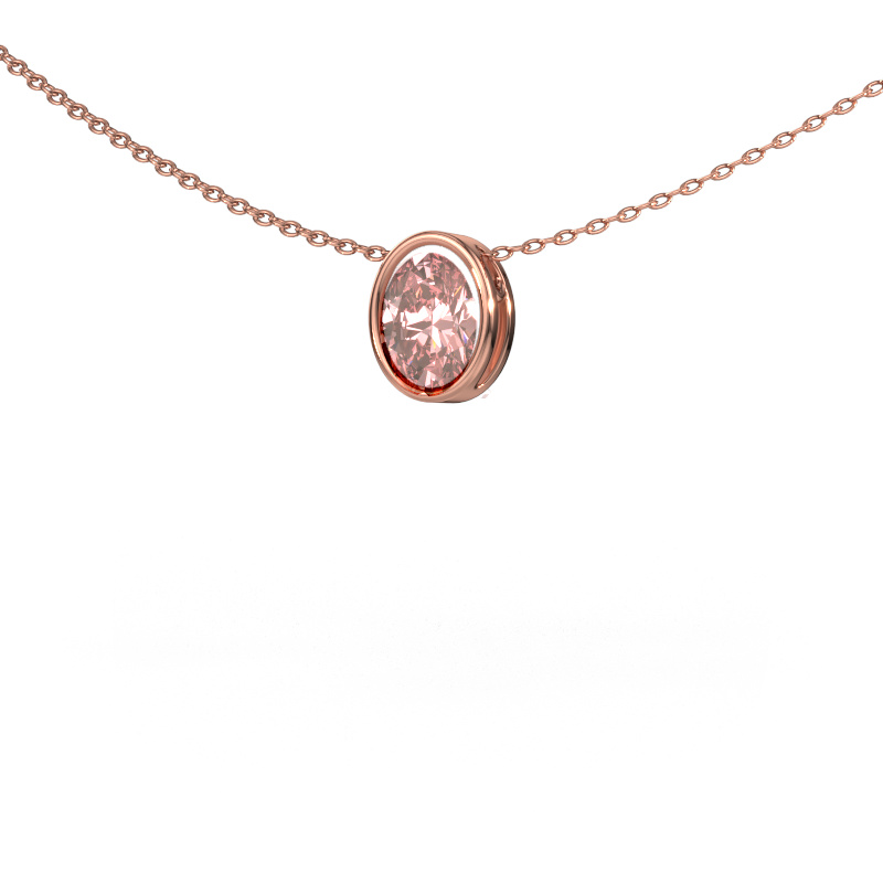 Image of Pendant Lavon OVL 585 rose gold Pink lab grown diamond 7,5x5,5 mm