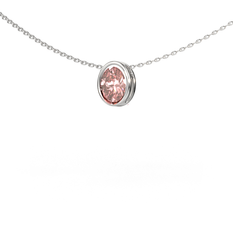 Image of Pendant Lavon OVL 585 white gold Pink lab grown diamond 7,5x5,5 mm