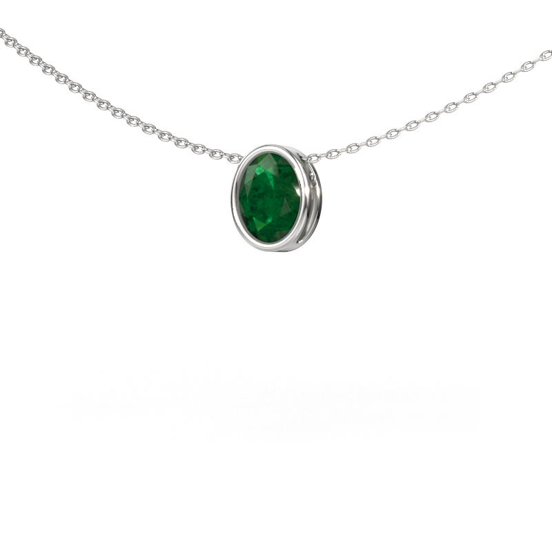 Image of Pendant Lavon OVL 950 platinum Emerald 7,5x5,5 mm