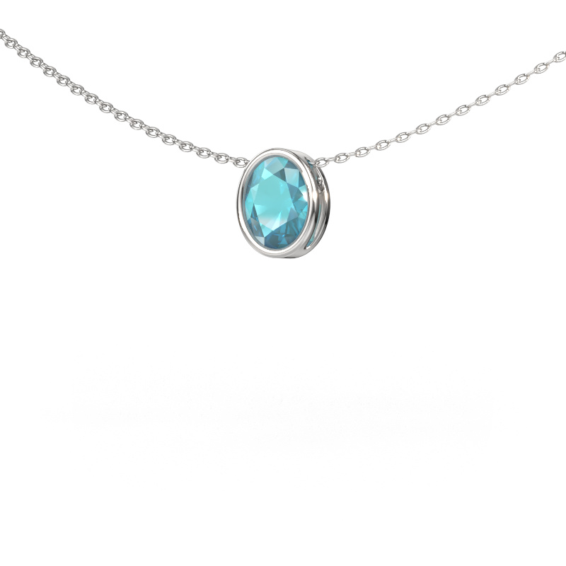 Bild von Anhänger Lavon OVL 585 Weißgold Blau Topas 7,5x5,5 mm