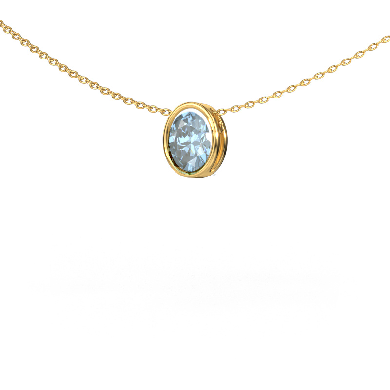 Image of Pendant Lavon OVL 585 gold Blue lab grown diamond 7,5x5,5 mm