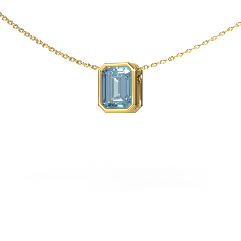 Image of Pendant Lavon EME 585 gold Blue lab grown diamond 8x6 mm