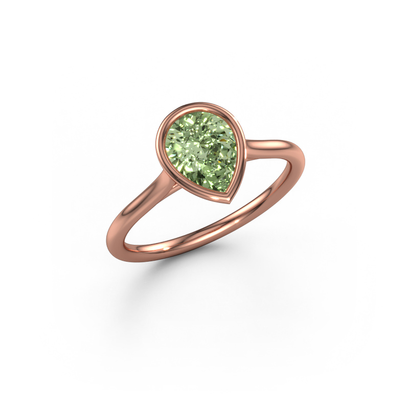 Image of Engagement ring Lavon Per 585 rose gold Green lab grown diamond 8x6 mm