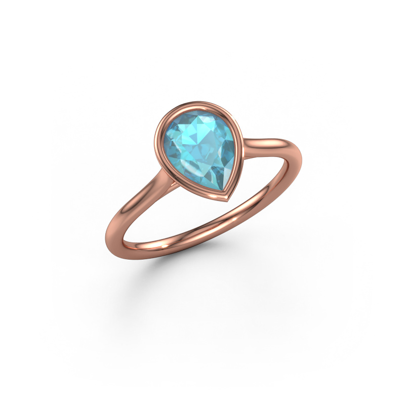 Image of Engagement ring Lavon Per 585 rose gold Blue topaz 8x6 mm