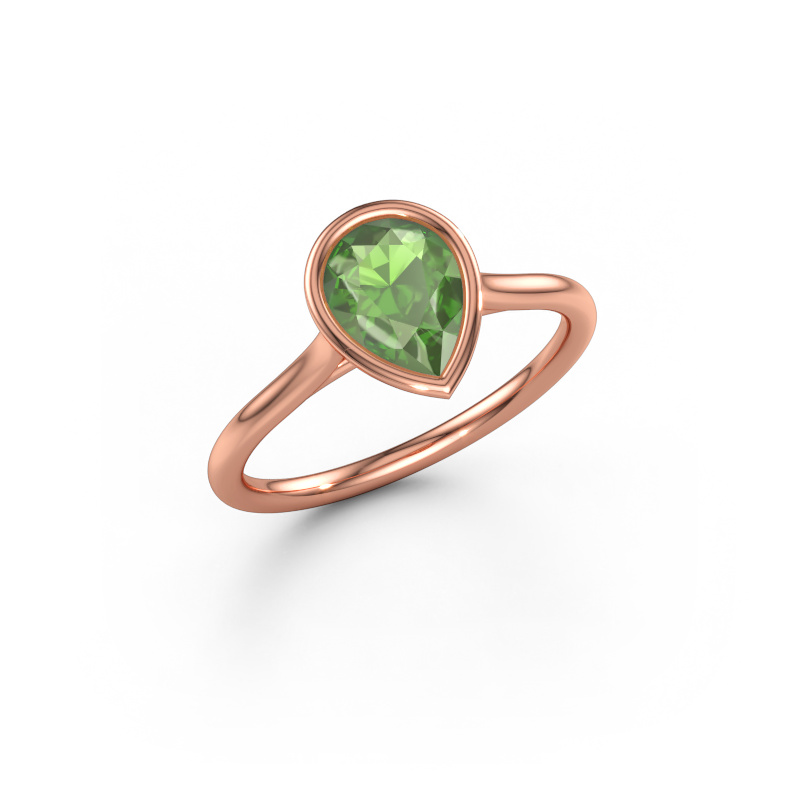 Imagen de Anillo de compromiso Lavon Per 585 oro rosa Turmalina verde 8x6 mm