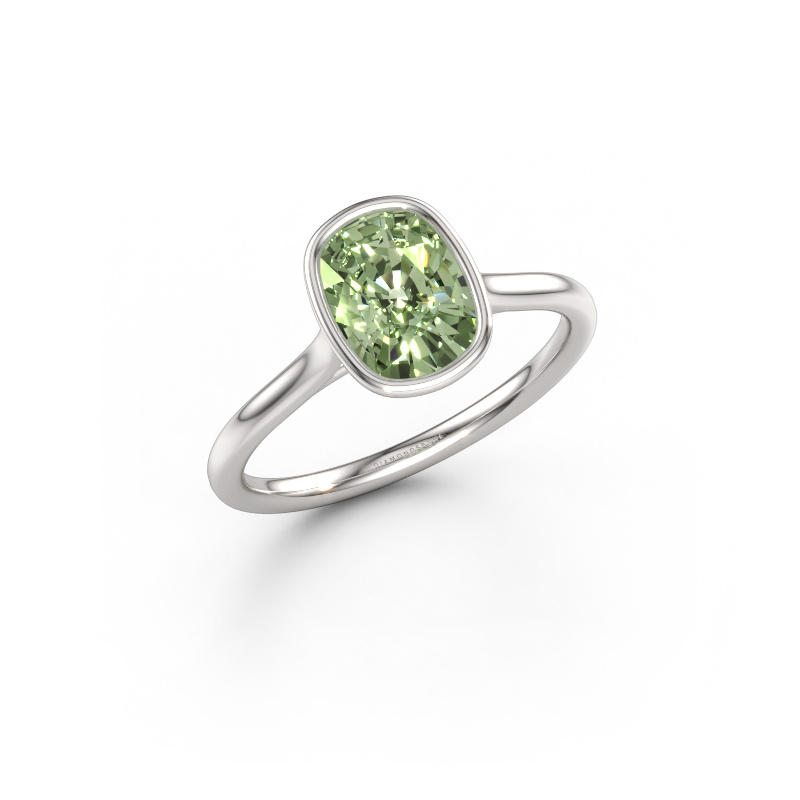 Bild av Förlovningsring Lavon CSH 585 vitt guld Grön labbodlad diamant 8x6 mm